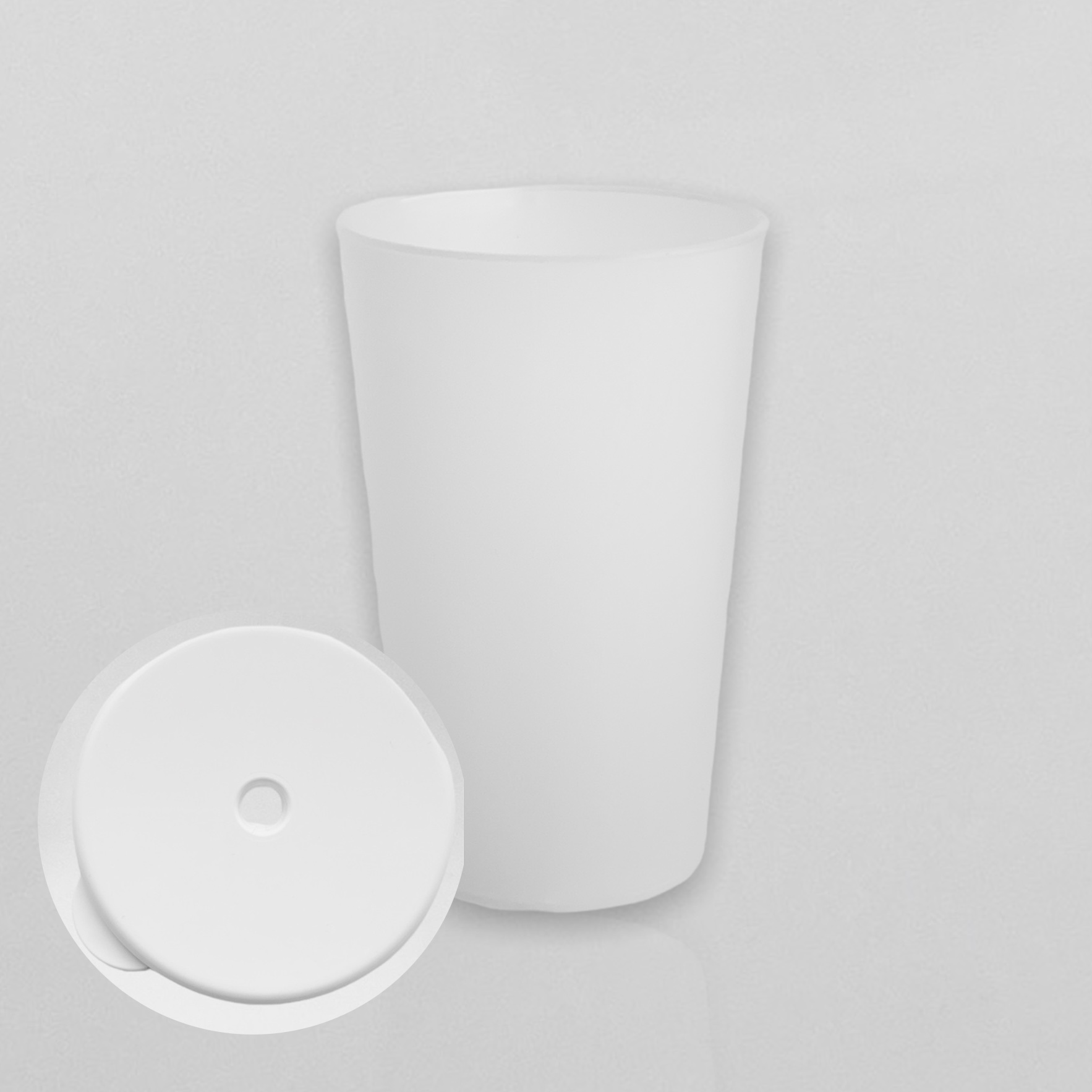 Ringo CUP with Lid (straw hole) 530ml white-matt round