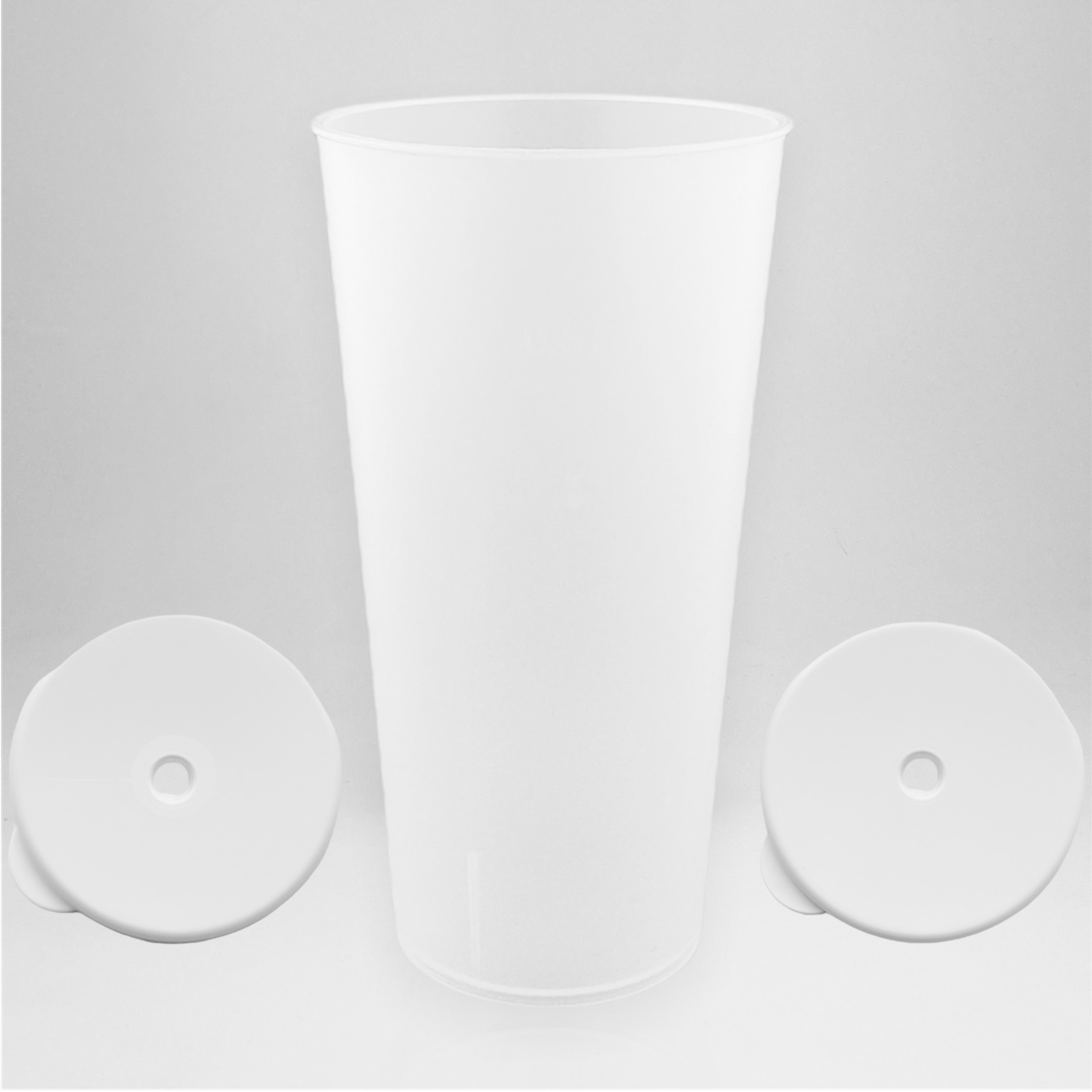 Ringo CUP with Lid (straw hole) 590ml white-matte round